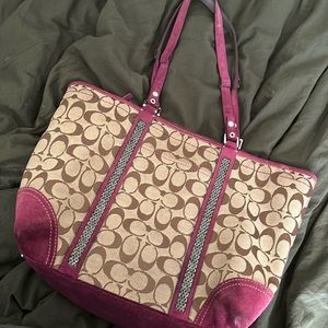 Vintage Beaded Coach Tote Bag